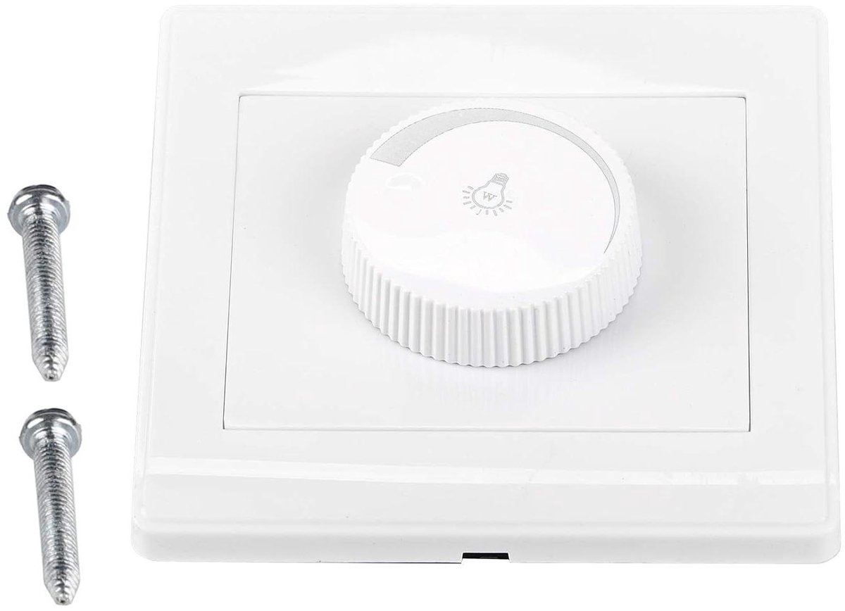 Lichtdimmer Schakelaar - Draaicomfort - Helderheid Regelen - Wandmontage - 100W Gloeilamp - Wit