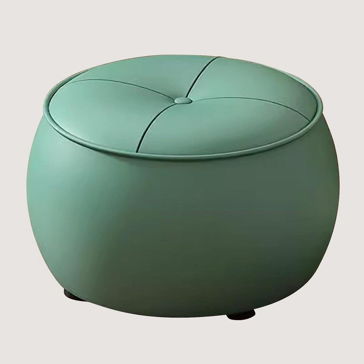 Moderne Poef - Ronde Kruk - Extra Zitplaats - Antislip Voetjes - 35x35x30 cm - Groen