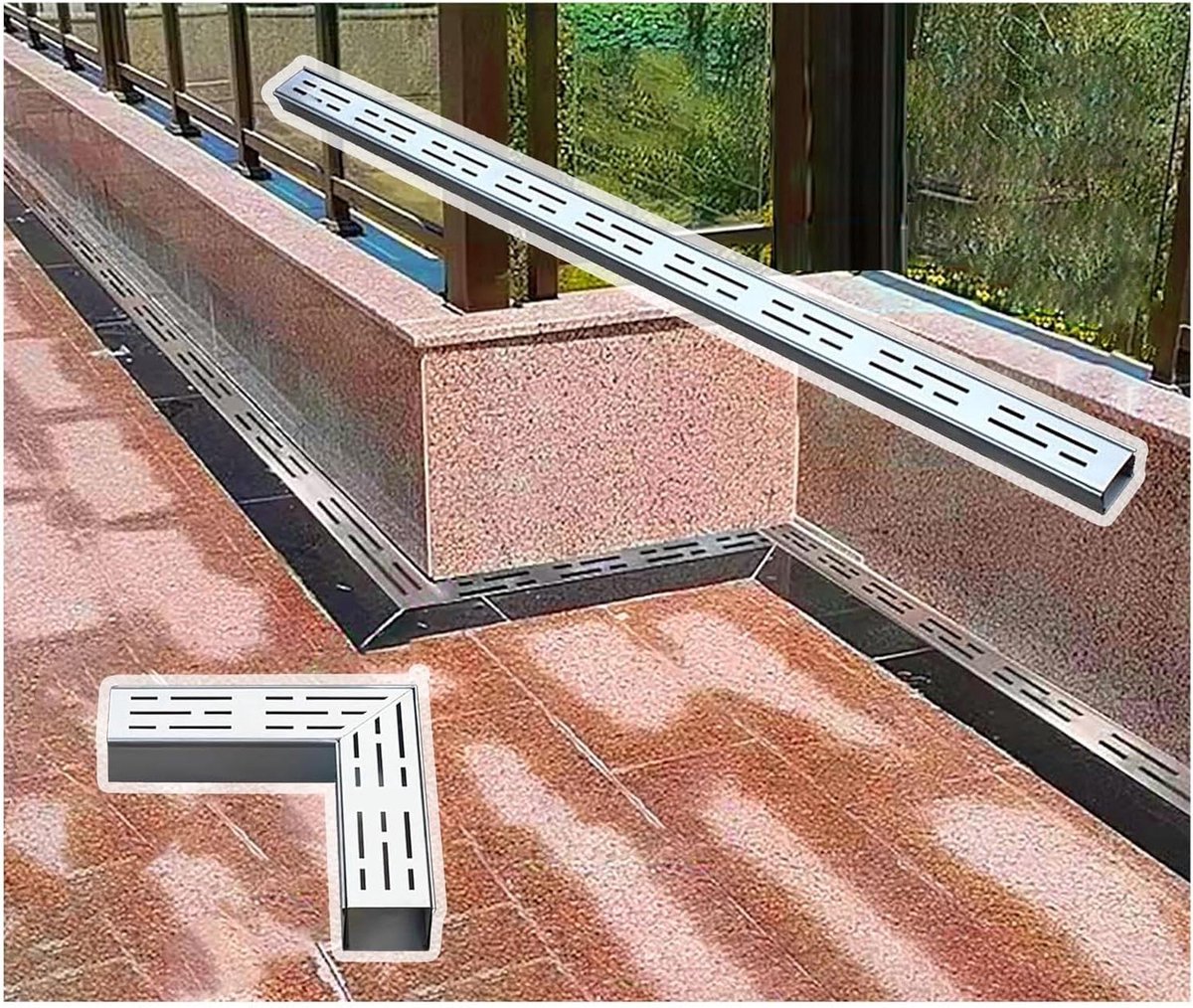 Roestvrijstalen Afvoergoot - Buitendrainage Rooster - Wateroverlast Voorkomen - Zwaar Uitgevoerd 1mm Dik - 100 cm Lengte - Zilver