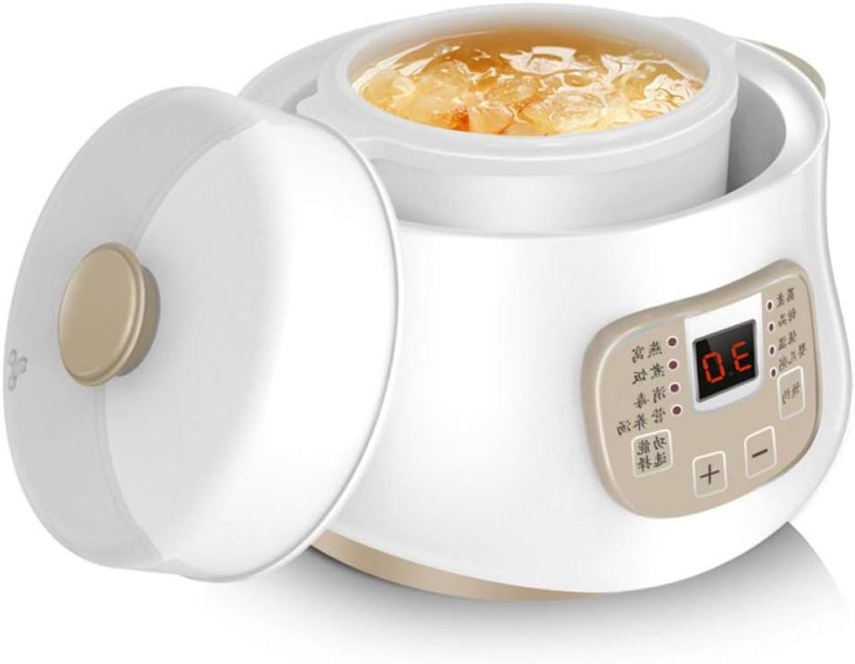 Elektrische Stoofpot - Slowcooker Multicooker - Gezonde Maaltijden Bereiden - Keramische Voering - 0.8L - Wit