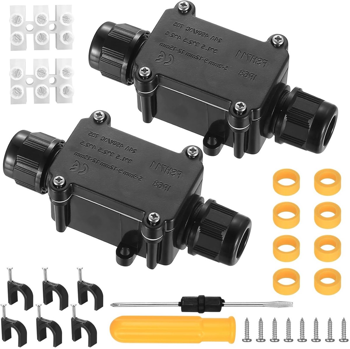 Waterdichte lasdoos IP68 Zwart - 2 Stuks Kabelconnector voor Buiten