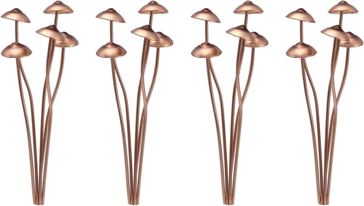 Metalen Paddestoel Decoratie - Tuindecoratie Set - Tuin Aankleden - Roestbestendig Metaal - 4 stuks - Gekleurd