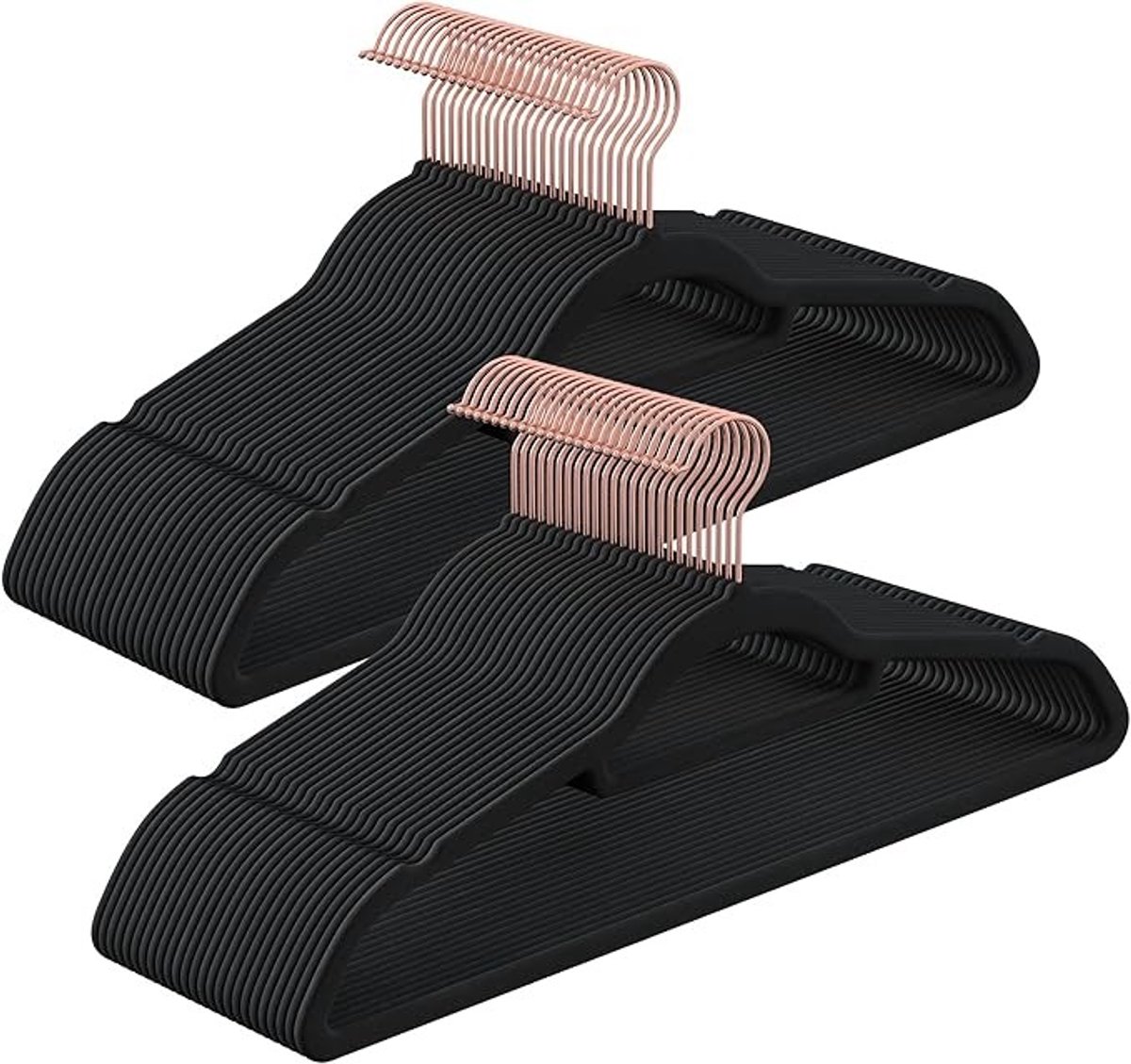Fluwelen Kleerhangers Antislip 30 Stuks Roségoud Zwart