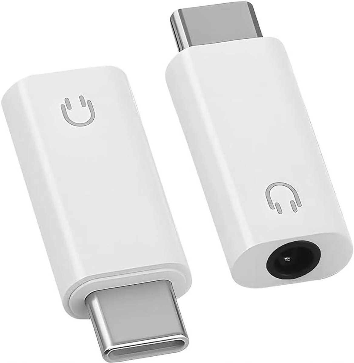 USB-C Koptelefoon Adapter - Audio Converter - Muziek Luisteren - Met DAC Chip - 2 Delig - Wit