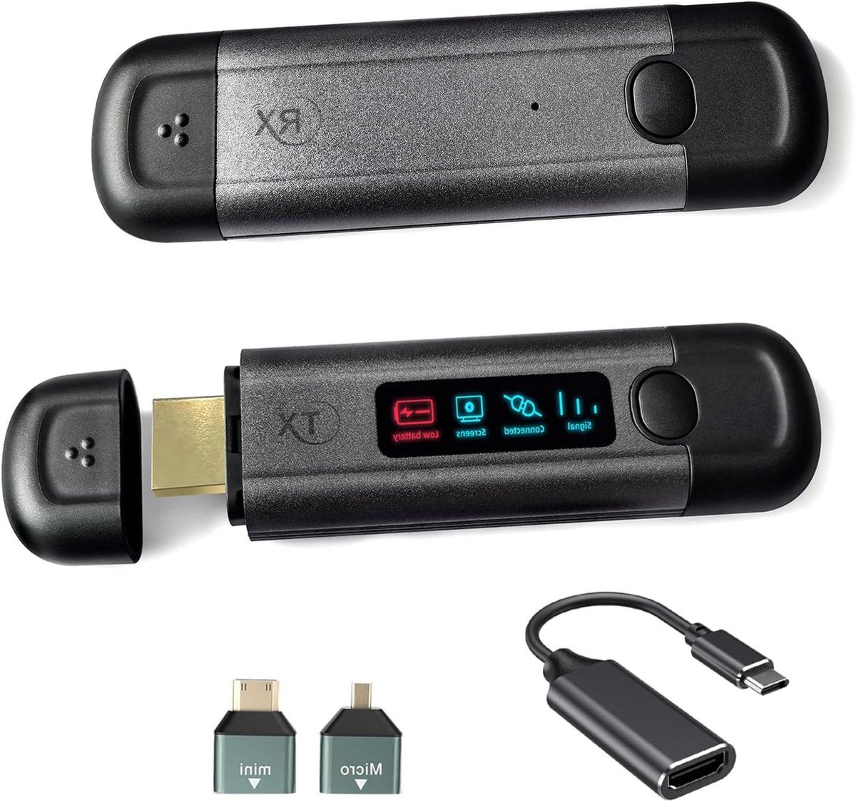 Draadloze zender en ontvanger voor video en audio, lange afstand, stabiele verbinding, draadloze zender en ontvanger met led-display, voor het streamen van media, van laptop/camera naar tv, beamer