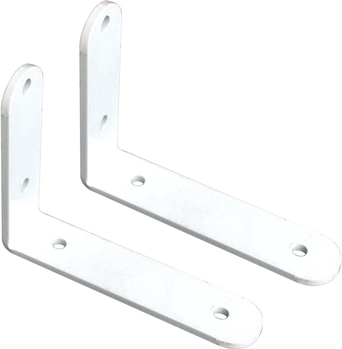 Industrial Heavy Work Shelf Supports L Shaped Metal Shelf Carriers Rectangular Floating Shelf Holders Wall Mounted 2 Pieces, with Screw, White (90×100mm)
