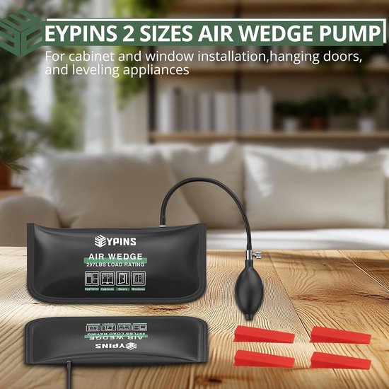 EYPINS 2 STKS Air Wedge Pump Up Zakken voor Deurraam Installatie en Autoreparatie met 4 Plastic Wiggen (L Maat) — afbeelding 4
