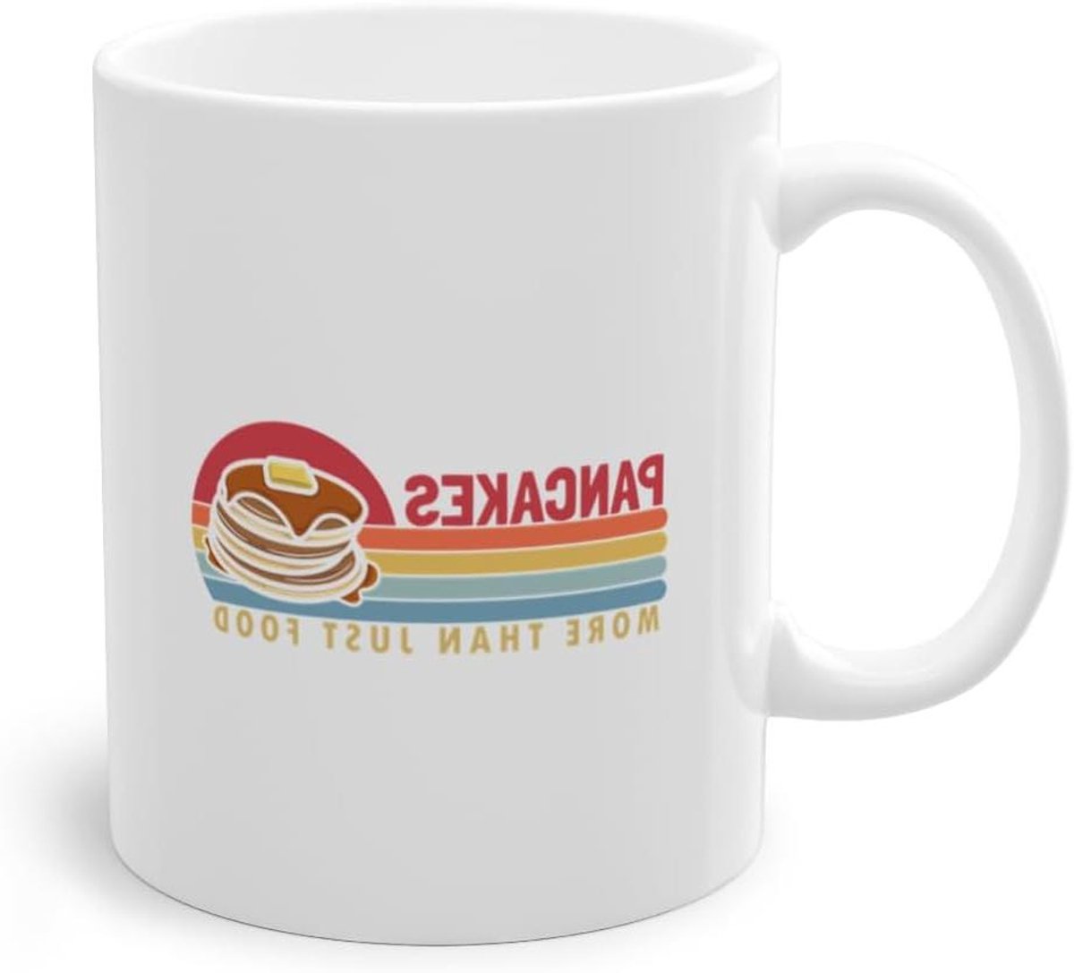 Pannenkoeken mok - Griddlecake mok - Ontbijt genieten - Uniek pannenkoekenmotief - 330 ml - Wit