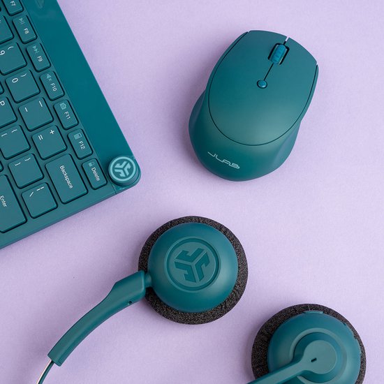 JLab Go Work Pop Headset met Microfoon - Draadloze Headset Bluetooth - Noise Cancelling Microfoon - 50 Uur Speeltijd - Groen