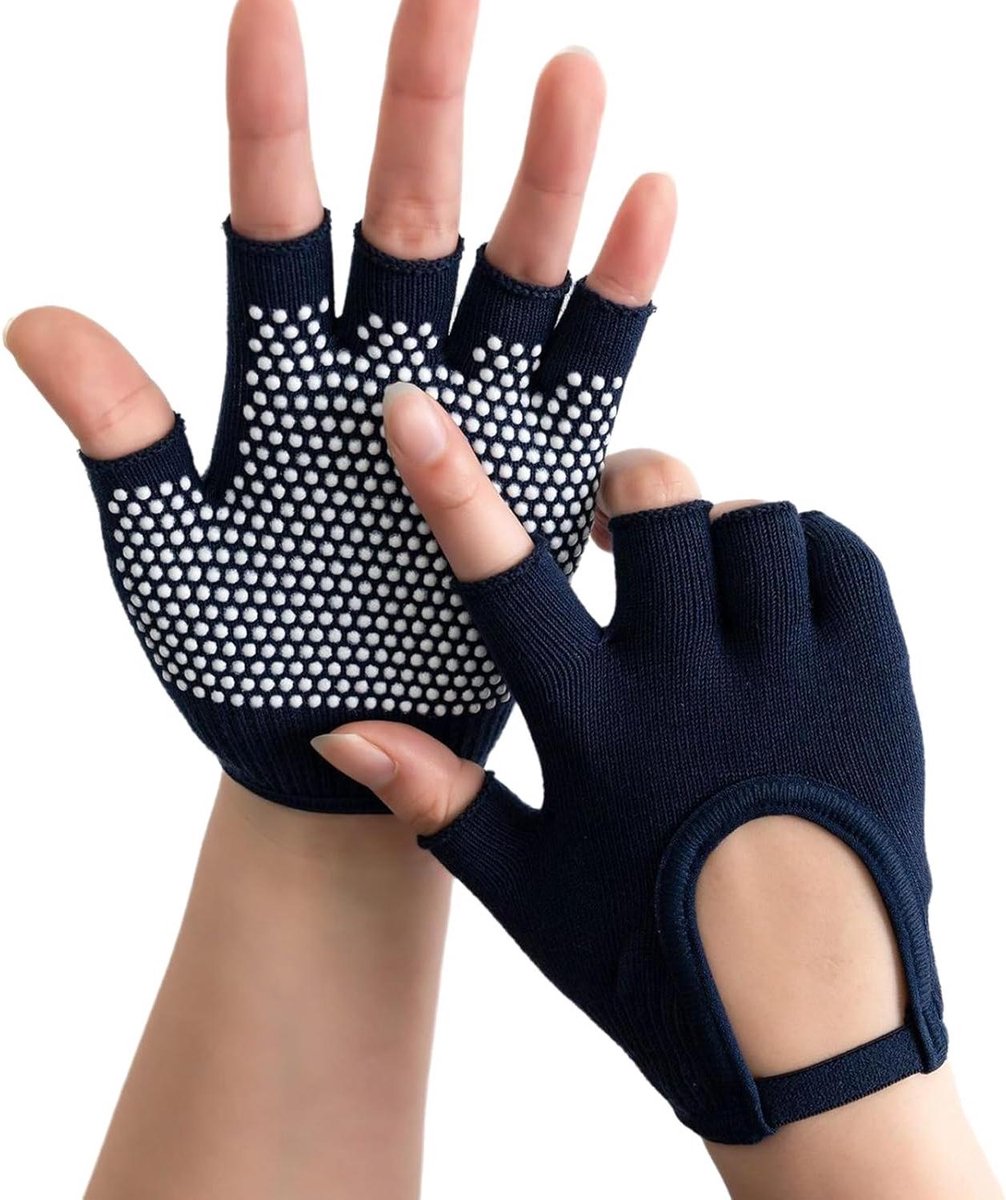 Fitness Handschoenen - Workout Handschoenen Gewichtheffen - Sporten en Trainen - Siliconen Antislip Patroon - 1 Paar - Zwart