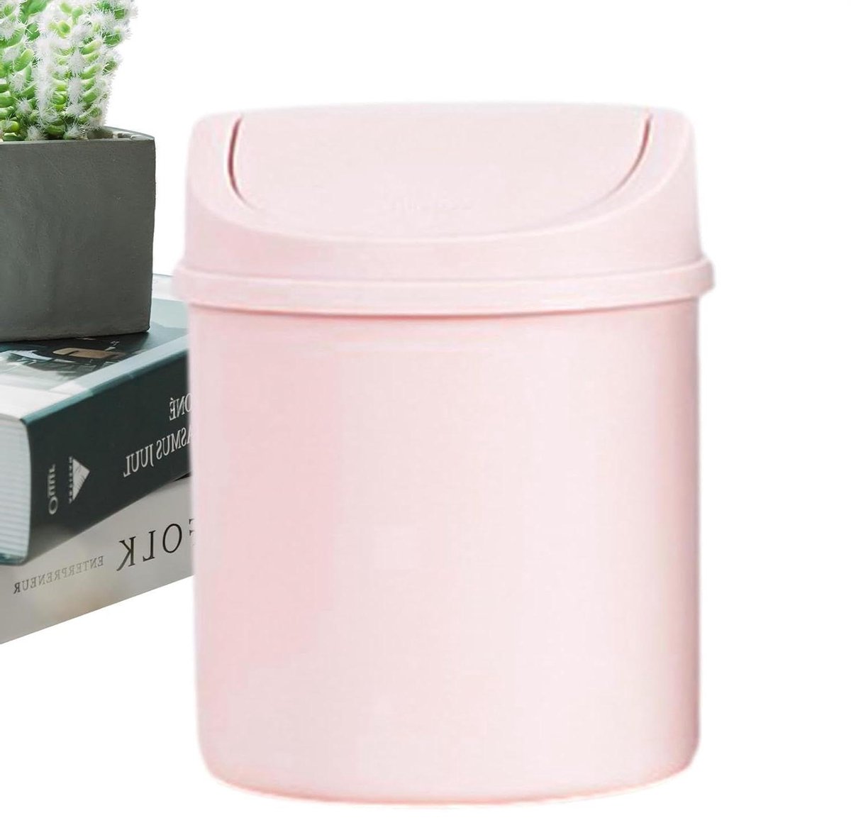 Mini Prullenbak - Tafel Afvalbak - Bureau Organisatie - Met Klapdeksel - 16.5 cm - Roze