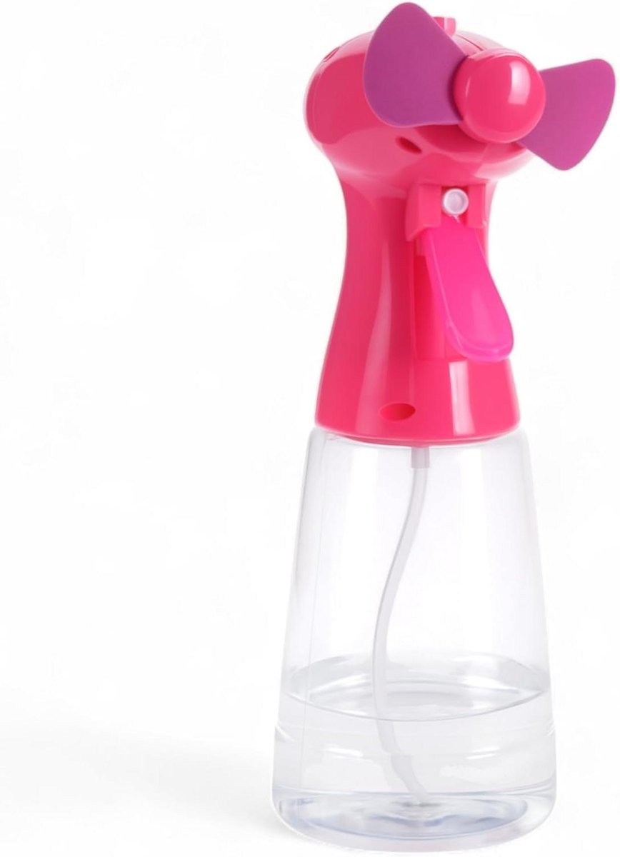 Spuitfles met ventilator - Draagbare koeling - Warme dagen verkoeling - Ventilator en sproeier - 22 cm - Roze