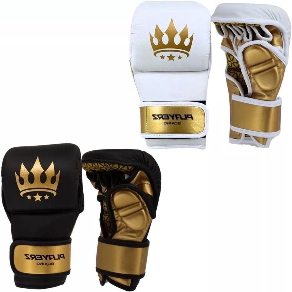 Sparring Handschoenen - Grappling Handschoenen - Mixed Martial Arts - Open Palm Design - XL 8-9 oz - Zwart Goud