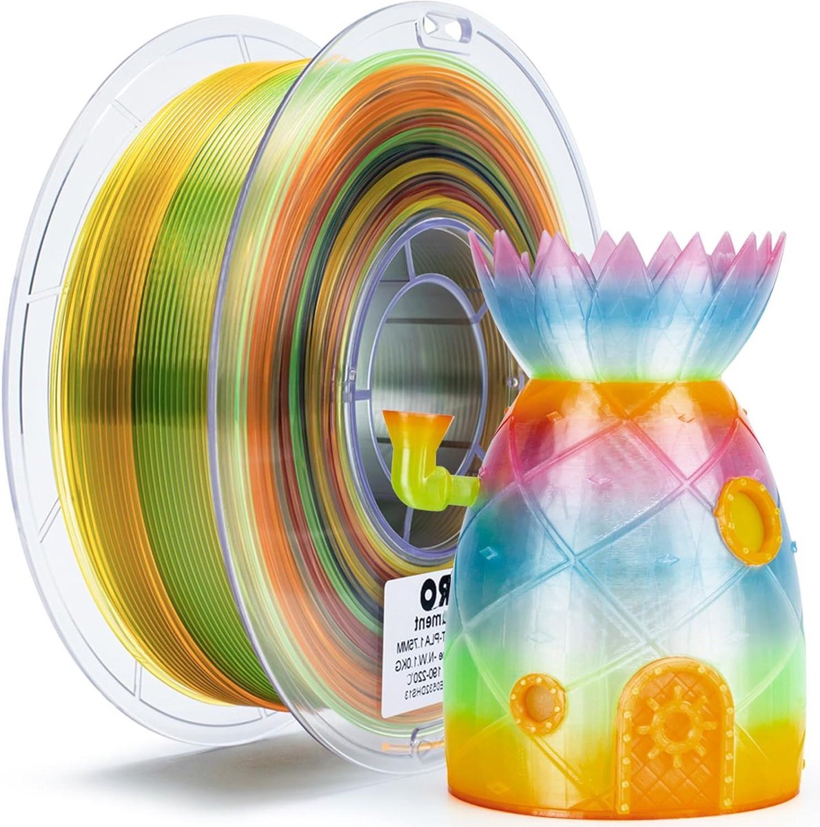 3D Printer Filament - PLA Multicolor - Creatief Printen - Doorschijnend Kleurverloop - 1kg 1.75mm - Kristal Zonneschijn