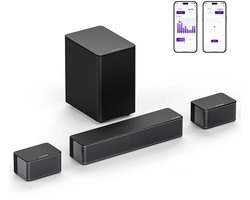 Jurrys Surround soundbar – Subwoofer – Tv speaker – Home cinema set – Krachtig – Compact – Bioscoopgeluid – 3D surround – Zwart