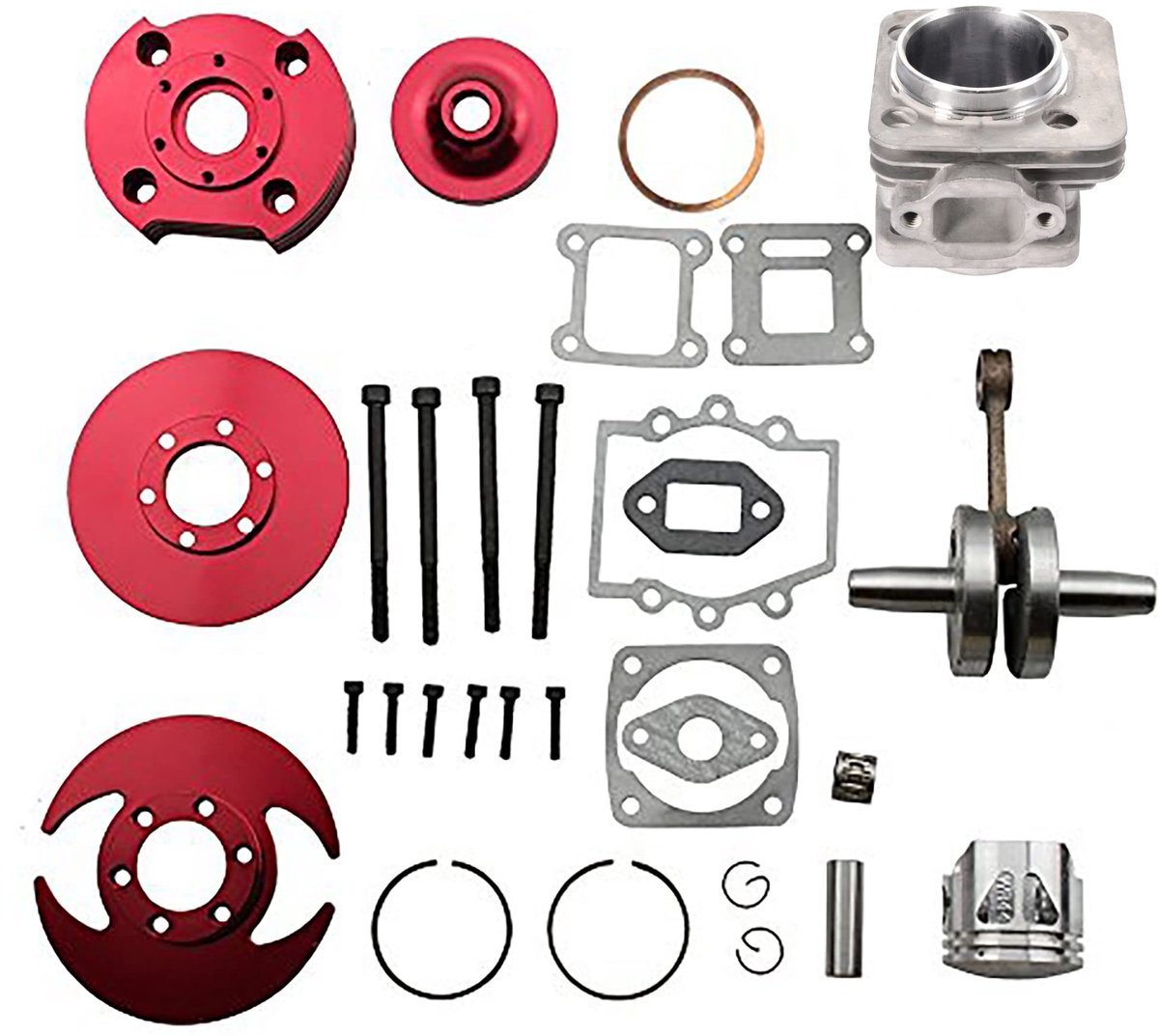 IMstore Big Bore Top Kit - 53cc 54cc Vervangset - 44mm Piston - 2 Takt Motor - Mini Quad Pocket Bike - Geschikt voor 47cc 49cc 50cc