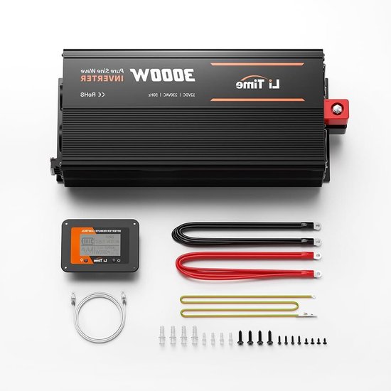 Zuivere Sinus Omvormer - 12V naar 230V - Energie Systeem - 3000W Continu Vermogen - 6000W Piek - Zwart