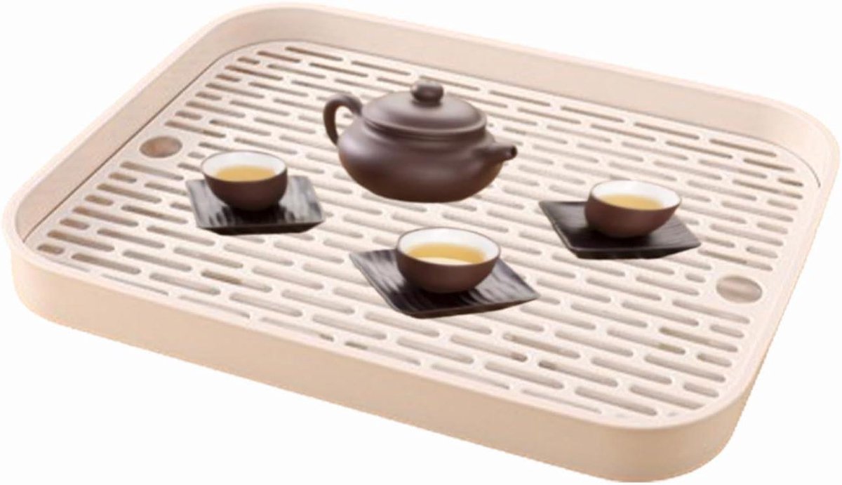 Afdruiprek Keuken - Drip Tray - Vaat Drogen - Dubbele Laag - 34x26x4cm - Beige