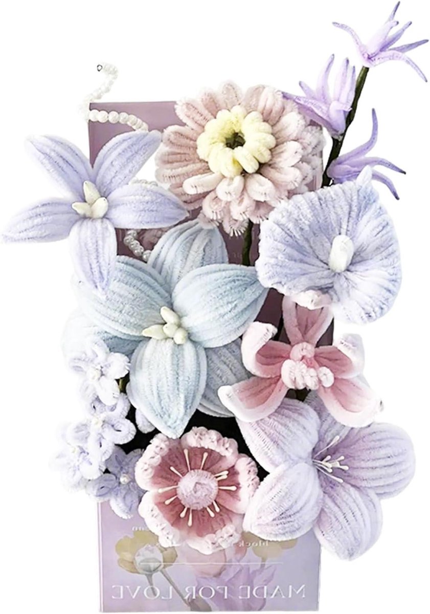 Bloemenpakket Knutselen - Draadboeket Set - Boeketten Maken - Interactieve Artistieke Ervaring - 20 cm Lengte - Multicolor