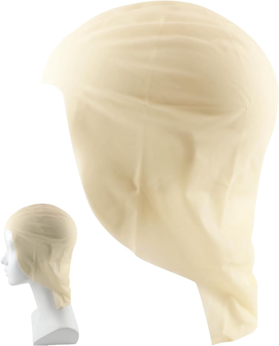 Pruikkapje voor Cosplay en Carnaval, Glad Latex Hoed voor Halloween Kostuumaccessoire, Maat L, Beige
