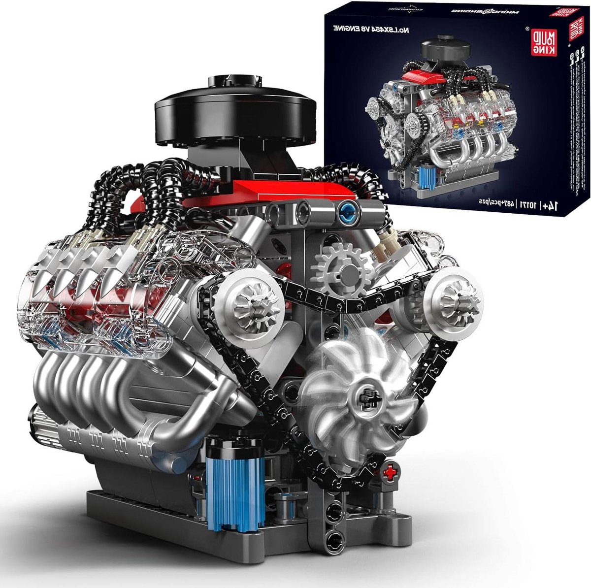 Techniek V8 Motor - Bouwstenen Set - Model Bouwen - Realistische Details - 487 Stuks - Niet gespecificeerd