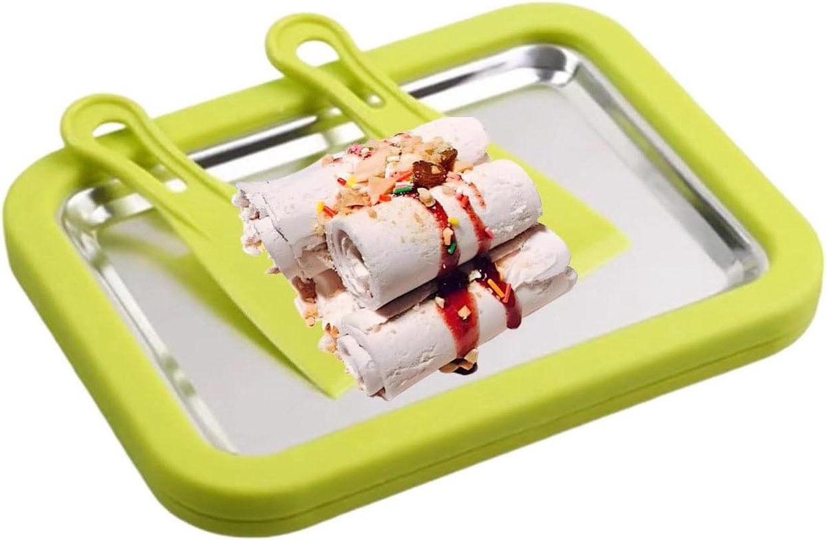 Thaise IJsplank - Rol ijs machine - Desserts maken - Roestvrij staal - 44 x 32 cm - Groen