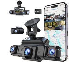 4-Kanaals Dashcam - Auto Camera Set - Veilig Rijden - 360 Graden Zicht - 128GB Kaart Inbegrepen - Zwart