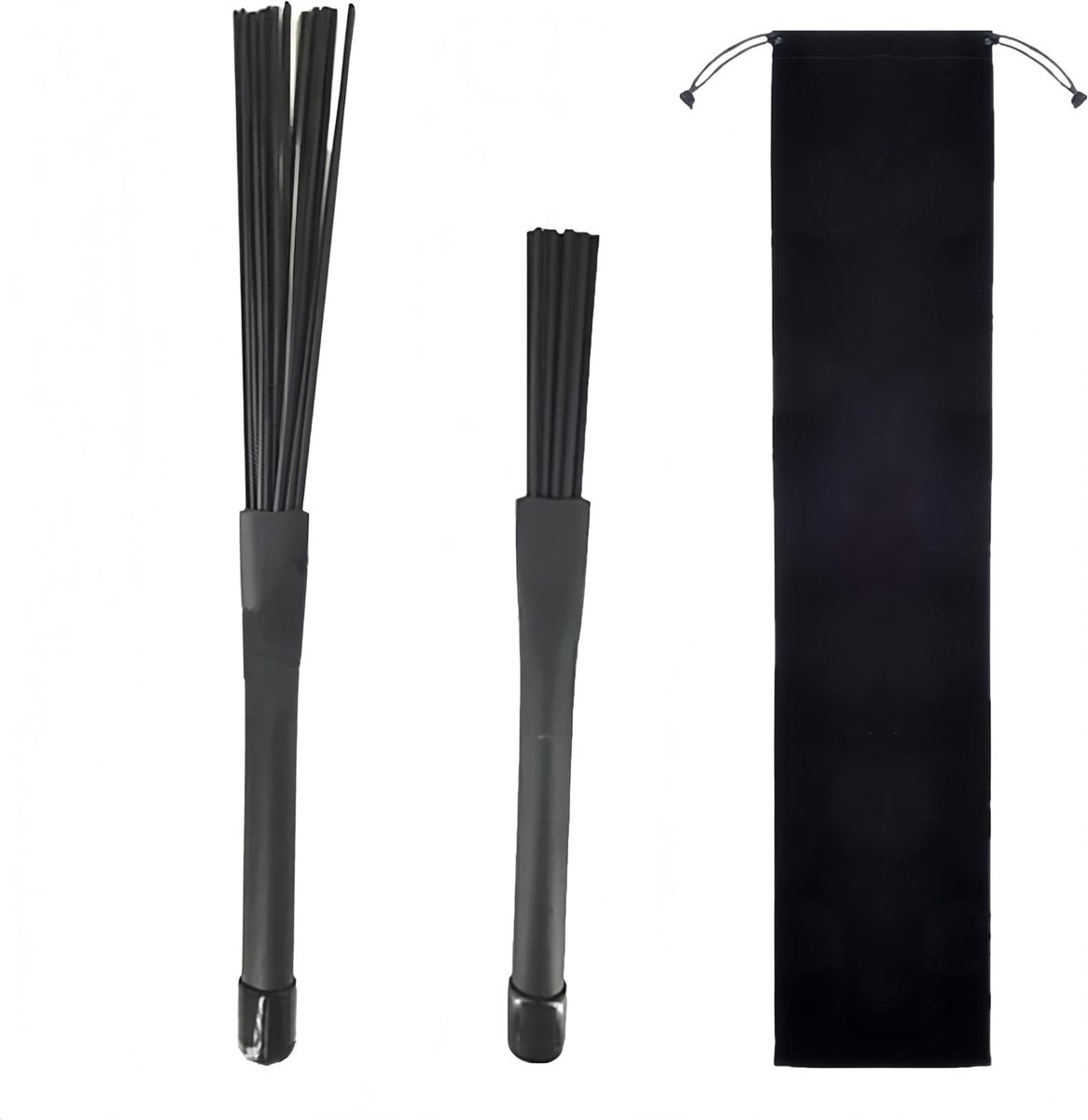 Drum Borstels - Percussie Borstels - Muziek Maken - Uitschuifbaar Nylon - 29.9 cm Lengte - Zwart
