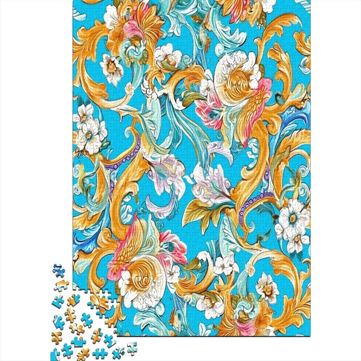 Legpuzzel - Puzzelspel Gezelschapsspel - Ontspannen Thuis - Unieke Vormen - 75 x 50 cm - Bloemen