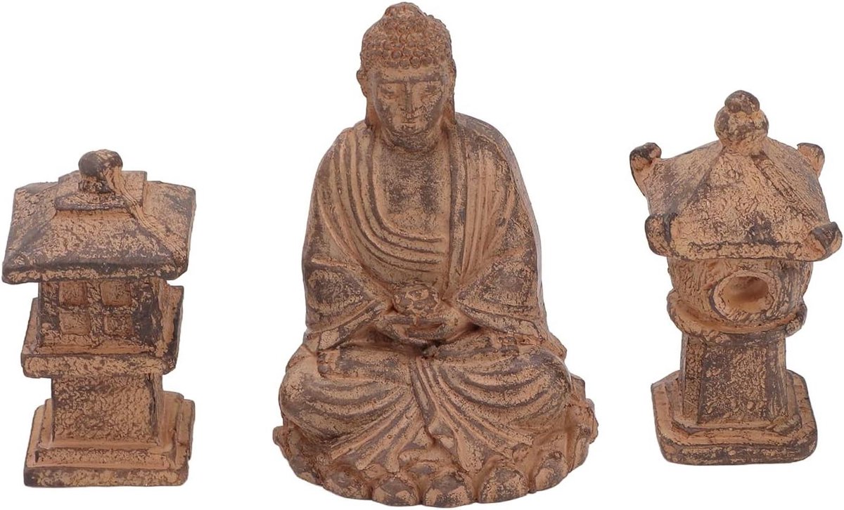 Boeddha Standbeeld - Meditatie Beeldje - Interieur Decoratie - Handgemaakt Uniek Sculptuur - 3.5 cm - Donkerbruin