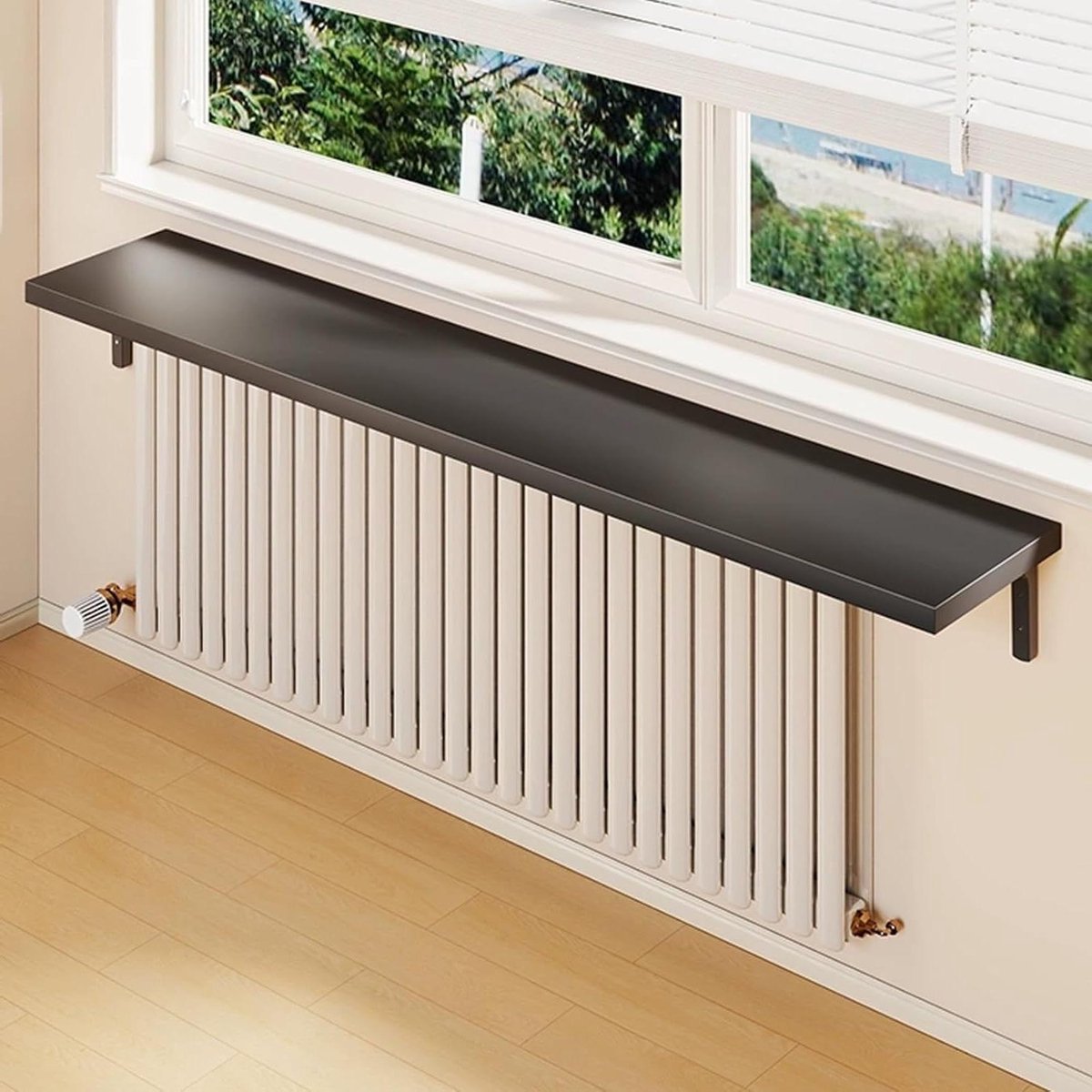 Radiator Plank - Houten Plank - Opbergen - Ruimtebesparend Ontwerp - 100x30CM - Zwart