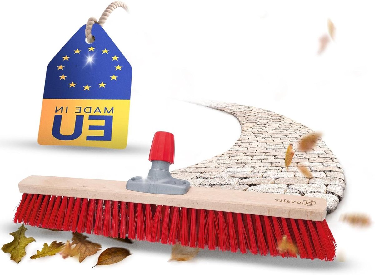 Straatbezemkop Rood - Buitenbezem Bezemkop - Terrassen Schoonmaken - Elaston Borstelharen - 80 cm - Rood
