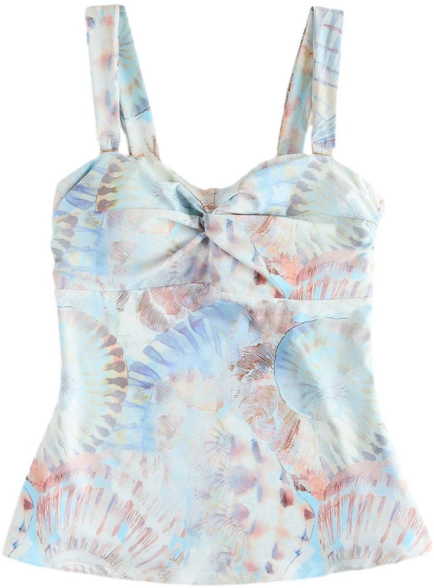 Next Dames - Buikcorrigerende bandeau-tankinitop met brede bandjes - Tall - Crème Pastel Blue Shell