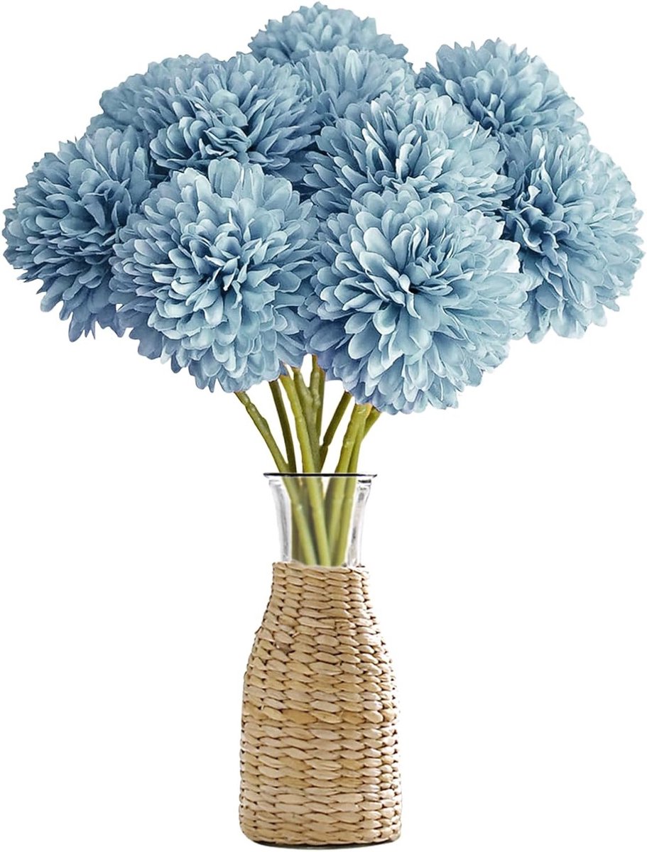 12 Stuks Kunstmatige Hortensia Bloemen, Perfect voor Bruiloften, Thuisdecoratie en Tuinaccessoires (Lichtblauw)