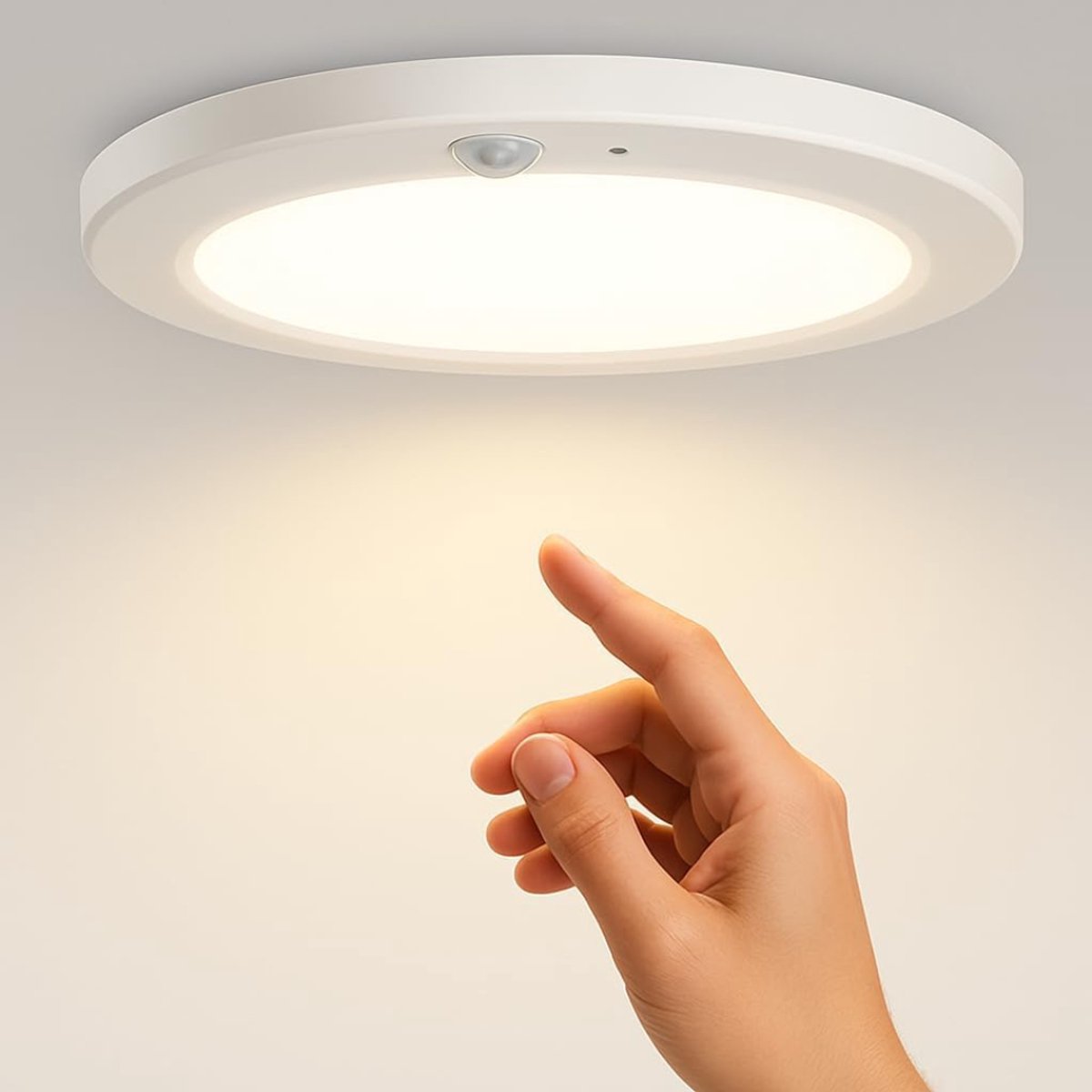 HEZIVO® Plafondlamp met Bewegingssensor - Voor Keuken Slaapkamer Badkamer - Lamp Draadloos en Oplaadbaar - 3 Kleurtemperaturen - 19 cm