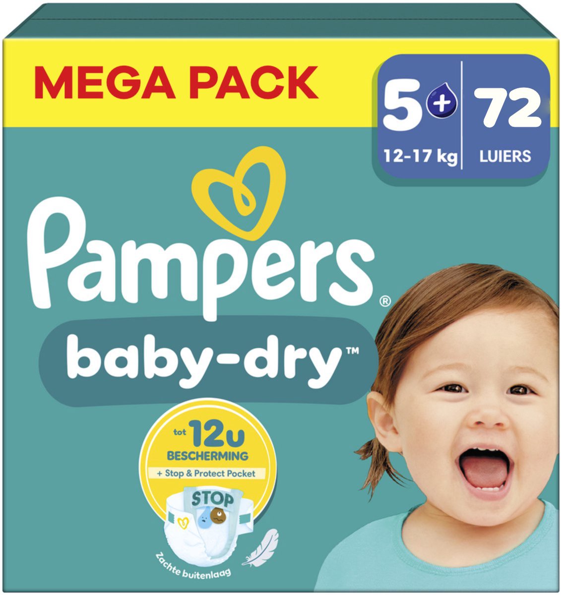 Pampers - Baby Dry - Maat 5+ - Mega Pack - 72 Stuks - 12-17 kg