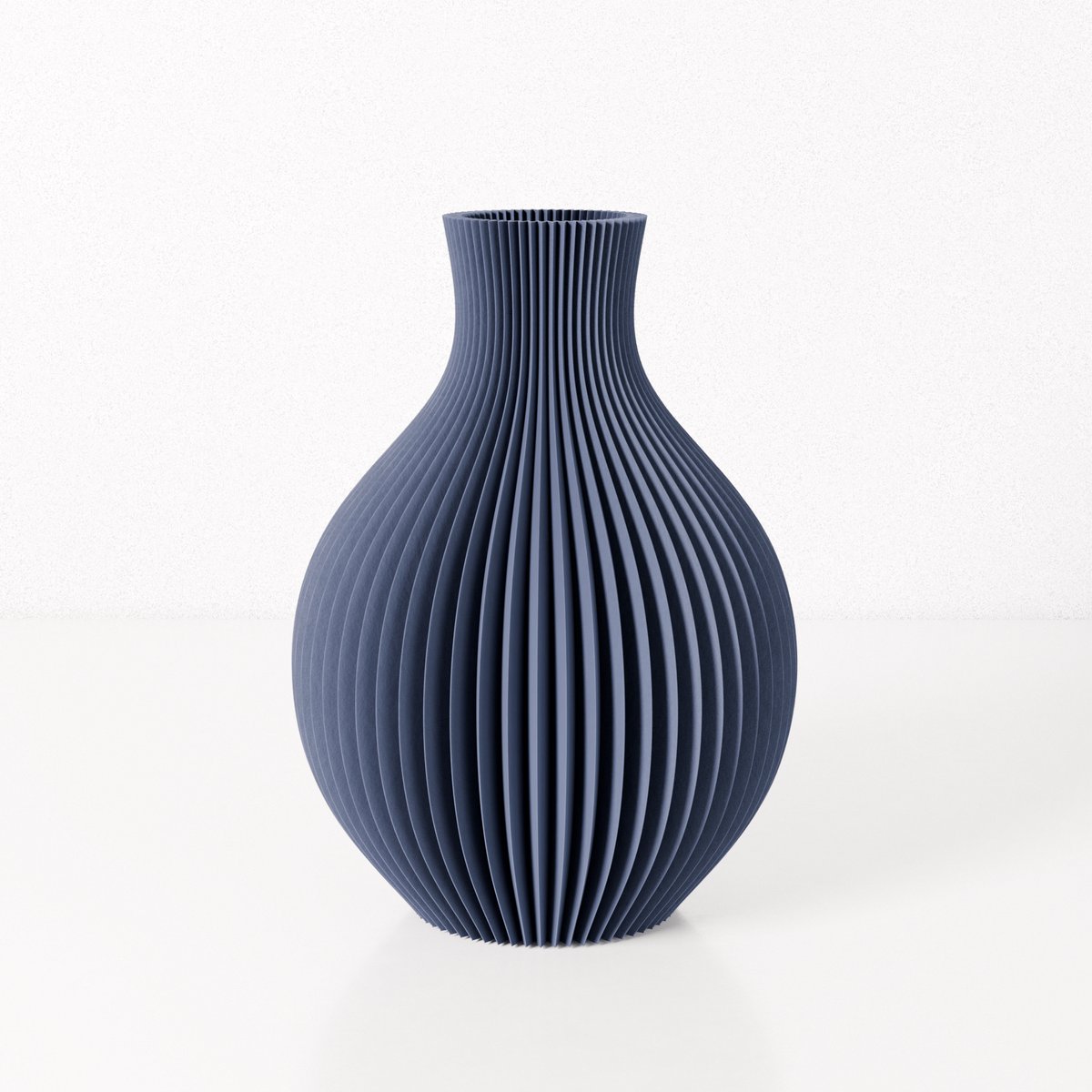 Fleuriek vaas ISABELLA - Blauw H26 cm - Elegante bolvaas met geribbeld design - Luxe woonaccessoire voor tafel, kast of dressoir