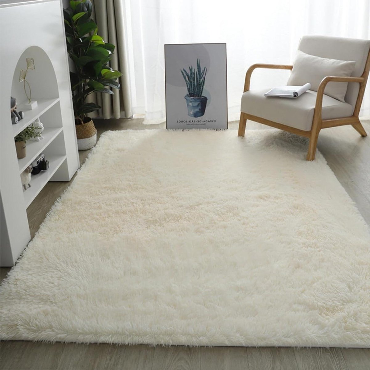 Anti-Slip Woonkamertapijt - Hoogpolig Vloerkleed Pluche - Woonkamer Decoratie - Waterafsto