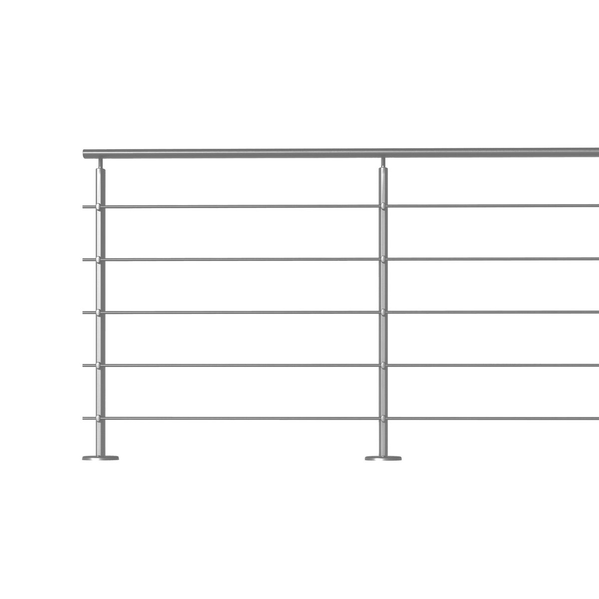 Kordo - Balustradeset voor vlakke montage - Prestio - Grijs aluminium - 2 m