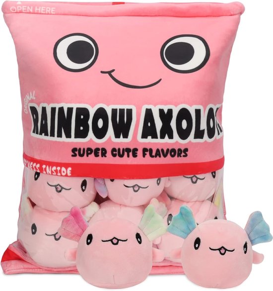 Axolotl Pluche Kussen - Knuffel Salamander - Kinderen Spel - Zes Verwijderbare Pluche - 38 x 45 cm - Blauw — afbeelding 2