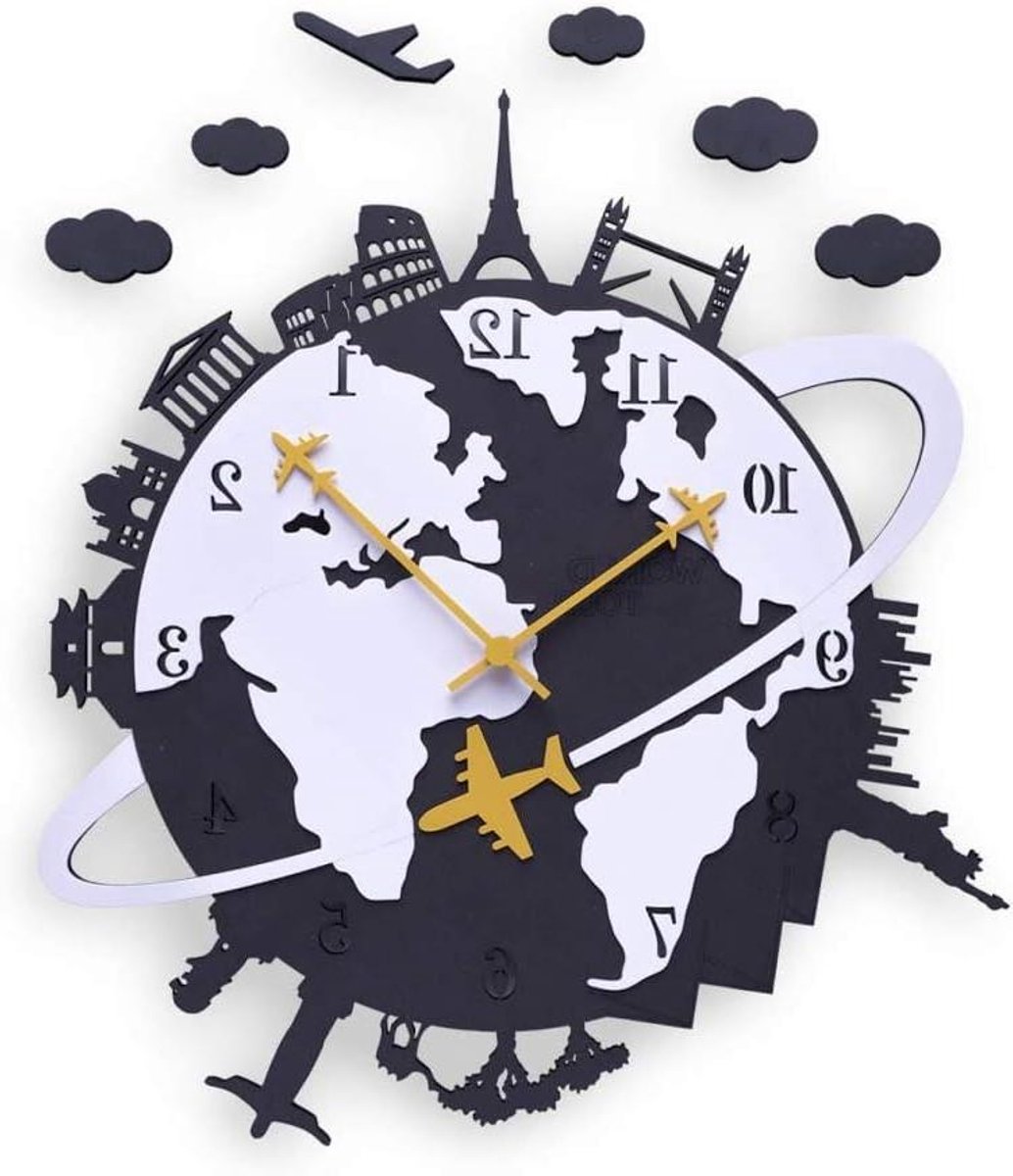 Design Wandklok - Stille Klok - Tijd Weergeven - Zonder Tikkend Geluid - 41 cm - Zwart Wit