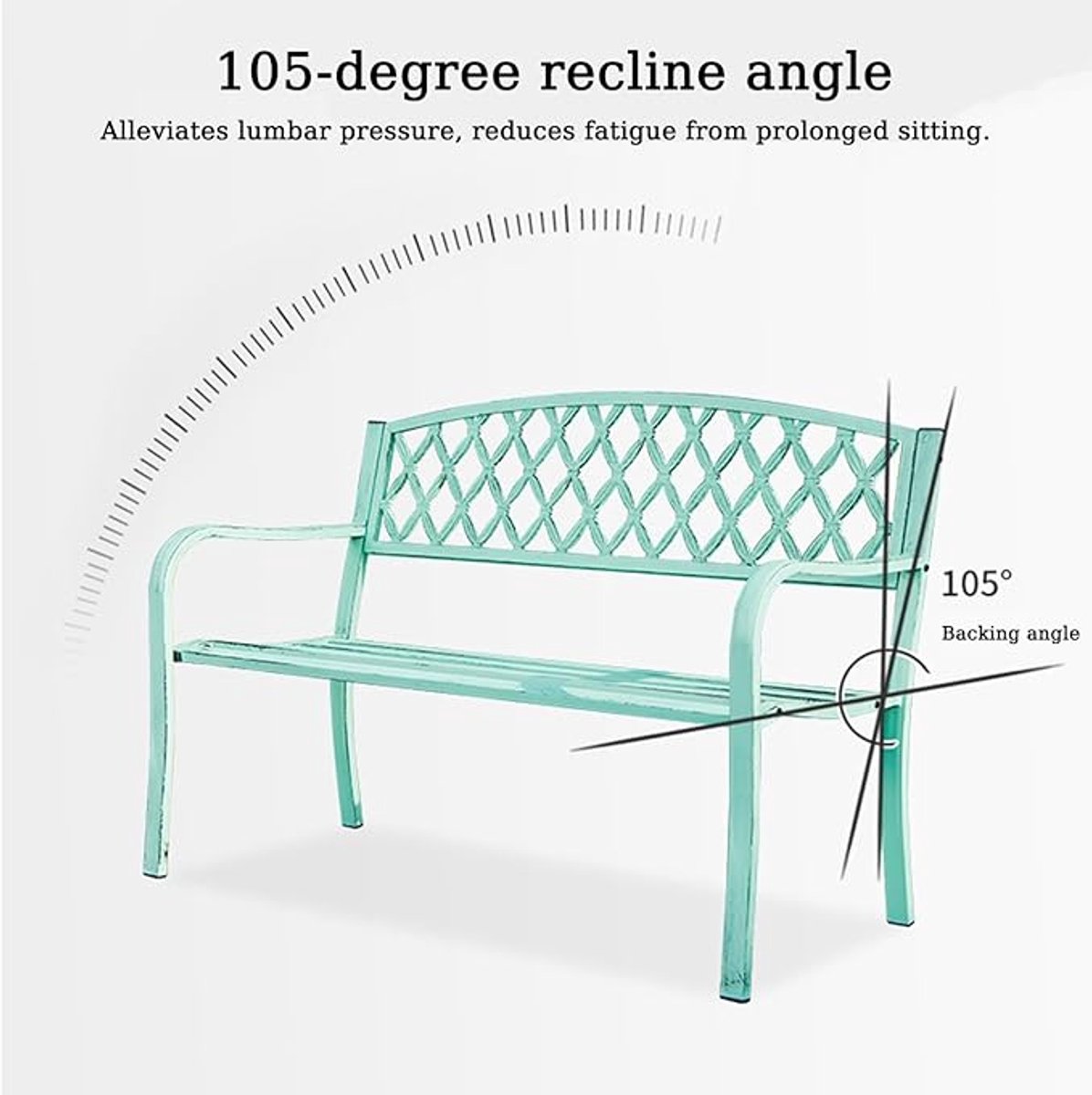 Luxe Weerbestendige Metalen Tuinbank 127 cm – Ergonomische 2-Zits Buitenbank met Rugleuning en Armleuningen, Waterdicht & Duurzaam voor Tuin, Balkon en Park – Blauw