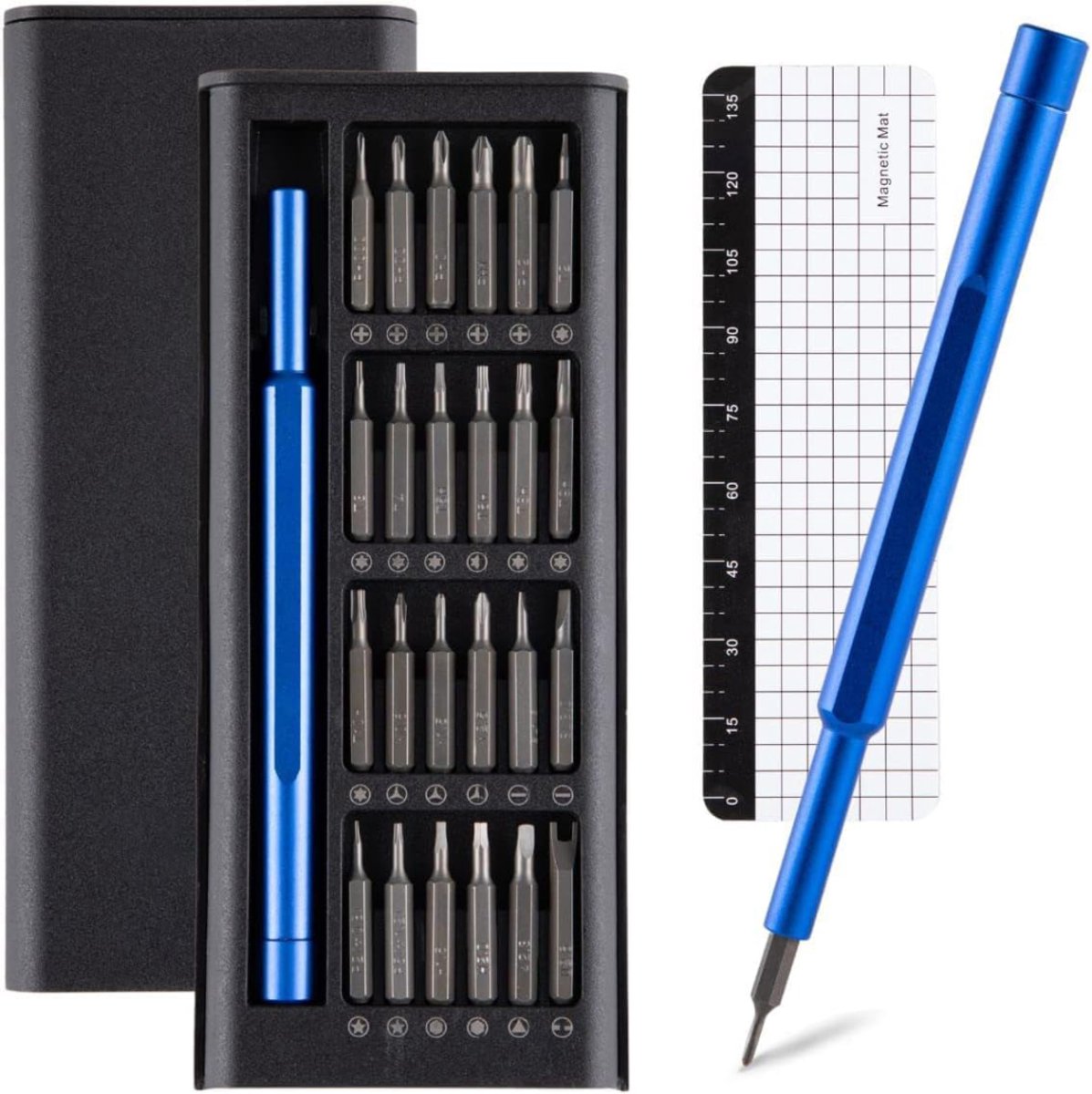 HEZIVO® Elektrische Schroevendraaier - Precisie Schroefmachine - Reparatieset - 26-in-1 - Blauw