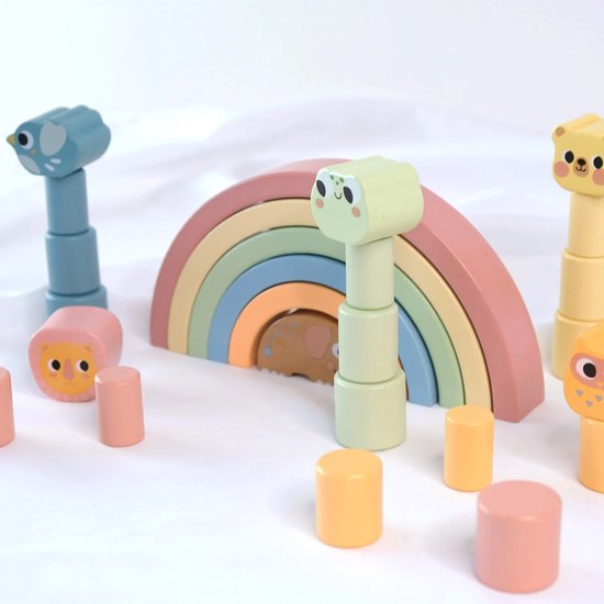 BusyKids Montessori Set - Houten Speelgoed Set 3 Jaar - Uitdagend & Educatief - Bevordert De Fijne Motoriek - Incl. Puzzel, Balansstenen & Sorteerdoos van Merkloos — afbeelding 5