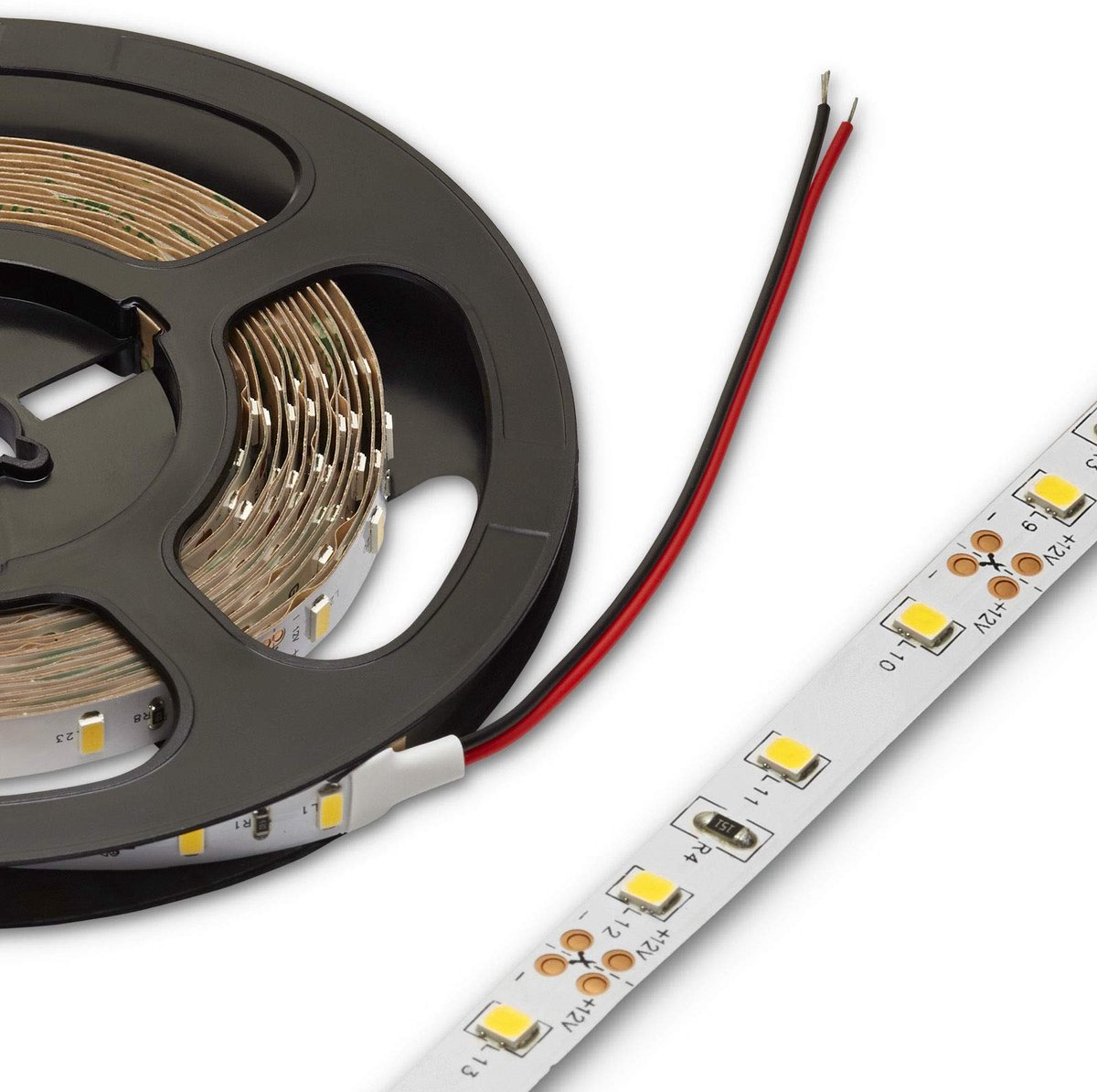 LED strips 12 VDC 5 m Breedte 8 mm warm wit 3200 K kan worden ingekort & dimbaar