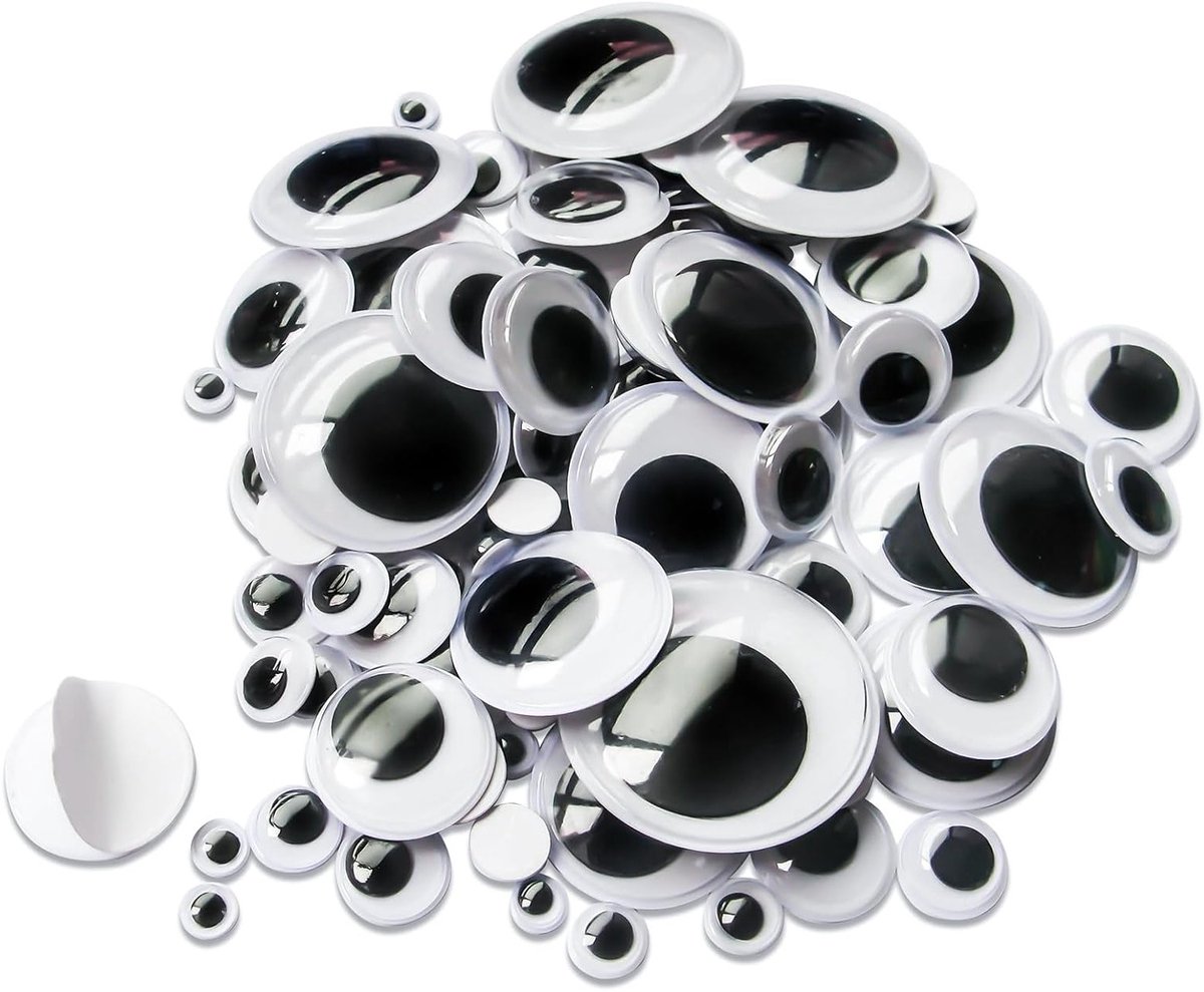 Pack van 500 Zelfklevende Wedge Ogen in Zwart en Wit van 6mm tot 35mm voor Scrapbooking en Creatieve Projecten
