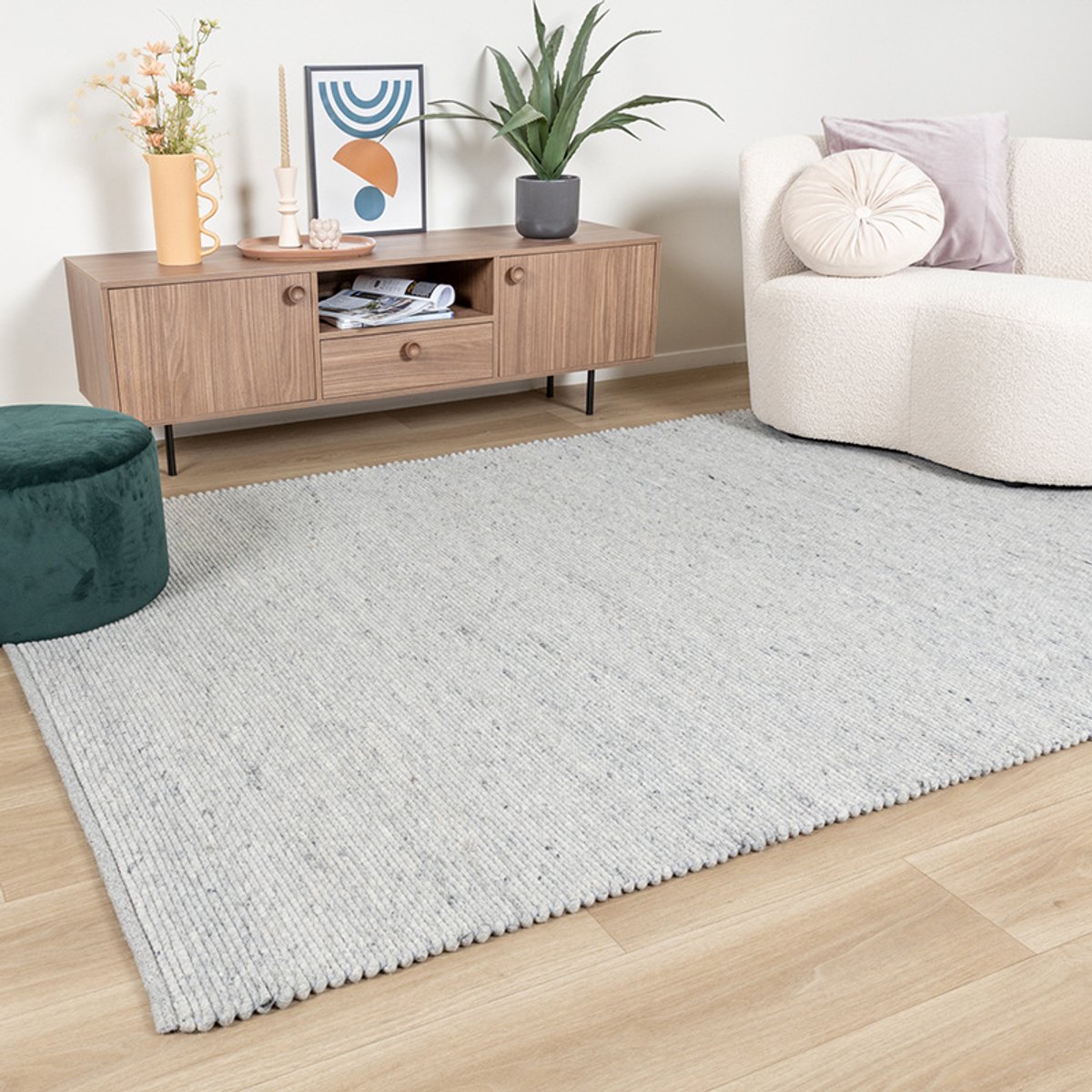 NATURL. Wollen vloerkleed - Wise Grijs/Wit No. 609 - 160x230cm