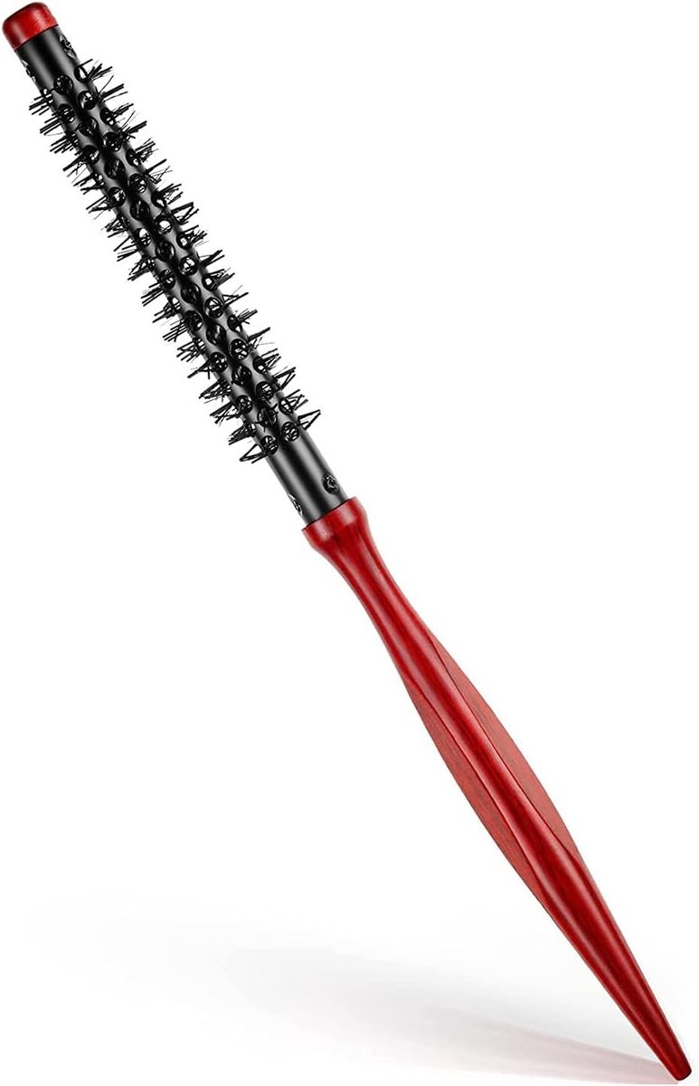 Kleine Ronde Haarborstel met Antistatische Kam, Mini Nylon Haren voor Droog Föhnen, Krullen Stylen en Baardverzorging