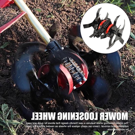 2-in-1 Tuinwieder en Losser - Elektrische Cultivator met 28 mm Wielen en 9 Tanden voor Efficiënt Grondbewerking en Onkruidverwijdering — afbeelding 4