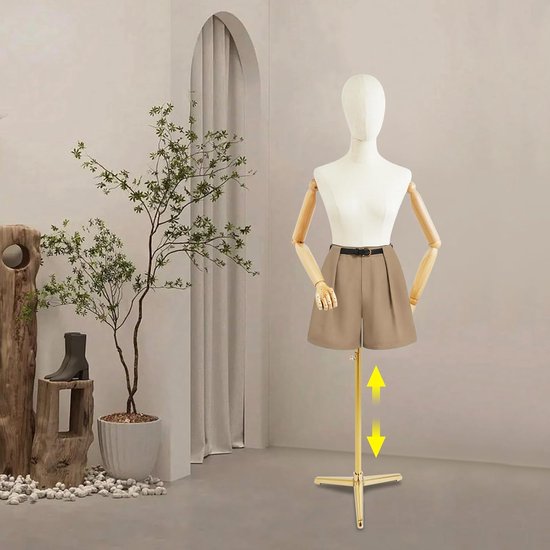 Vrouwelijke Etalagepop - Kledingpop Lichaam - Kleding Presenteren - Flexibele Armen - 157 cm - 215 cm - Goud — afbeelding 2